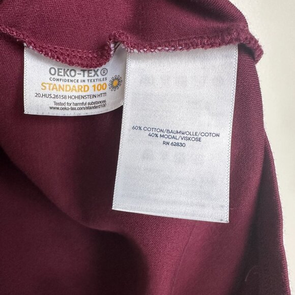 Lands' End Women's Top Burgundy Red Cotton Modal Elbow Sleeve Balletneck - Picture 5 of 8